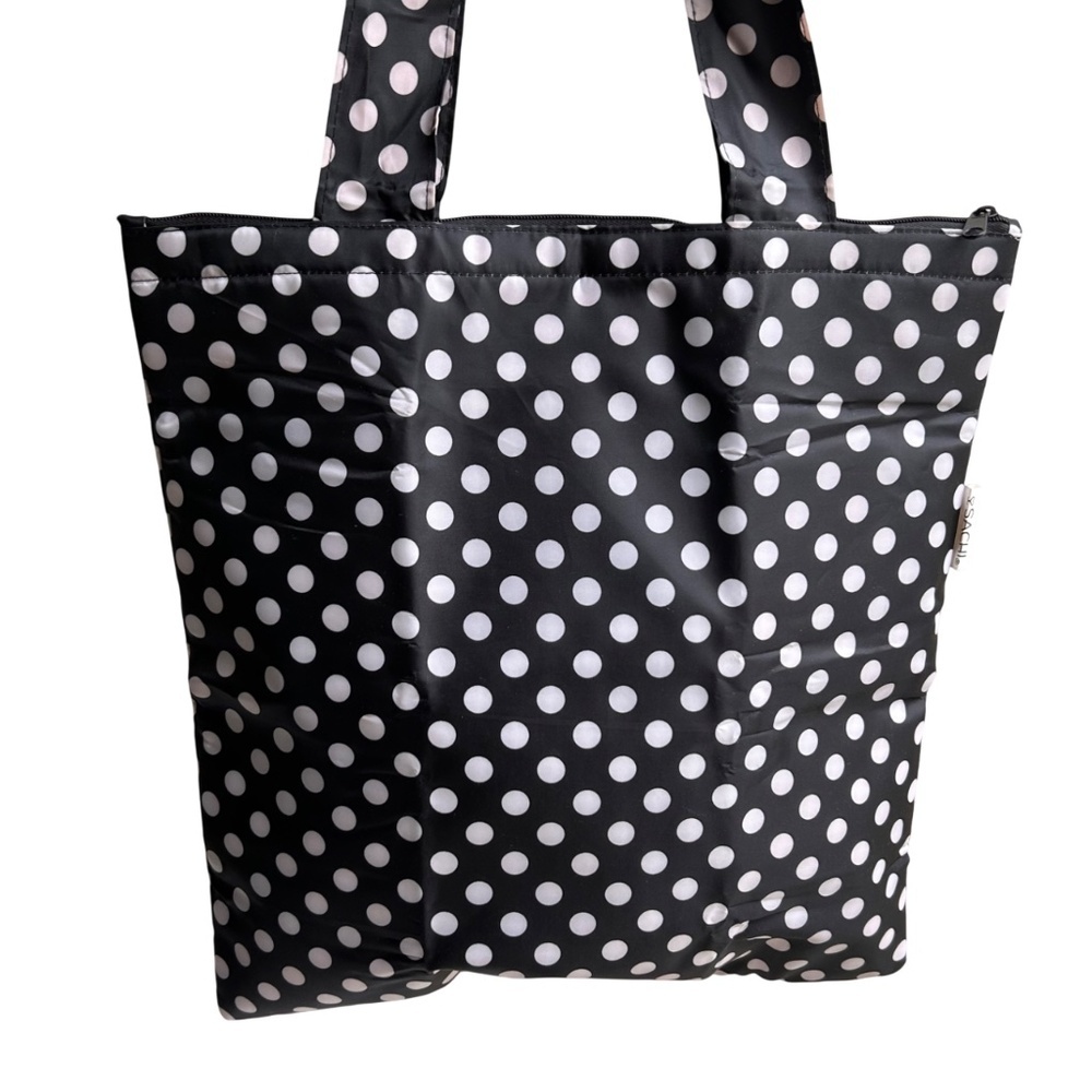 Sachi Polka Dot Insulated Zippered Tote Bag - Picture 6 of 7
